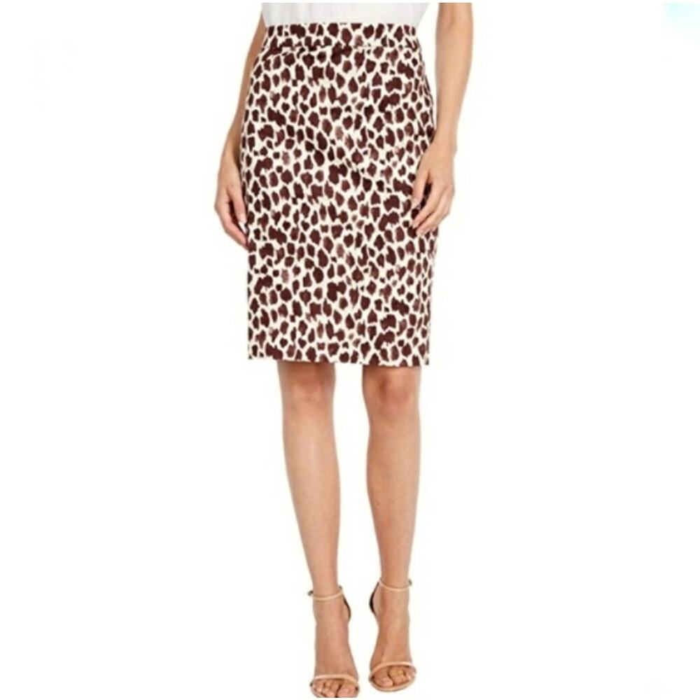 J.Crew No. 2 pencil skirt giraffe print sz 00 fully lined Re-Imagined collection